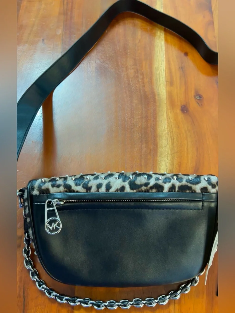 Michael Kors animal print calf hair cross body adjustable Sling Pack